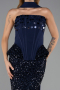 Abendkleid im Meerjungfrau-Stil Lang Marineblau ABU6620