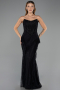 Abendkleid im Meerjungfrau-Stil Lang Spitze Schwarz ABU6621