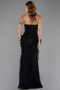 Abendkleid im Meerjungfrau-Stil Lang Spitze Schwarz ABU6621