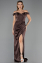 Abschlusskleid Lang Satin Braun ABU6574