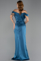 Abschlusskleid Lang Satin Petrolblau ABU6574