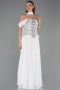 Kleider in Großen Größen Lang Chiffon Weiß ABU6535