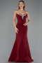 Abendkleid im Meerjungfrau-Stil Lang Weinrot ABU6526