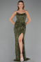 Abendkleid Lang Schuppig Khaki ABU6613