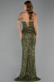 Abendkleid Lang Schuppig Khaki ABU6613