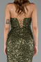 Abendkleid Lang Schuppig Khaki ABU6613