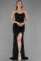 Abendkleid Lang Schuppig Schwarz ABU6613