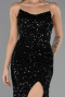 Abendkleid Lang Schuppig Schwarz ABU6613