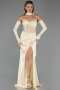 Abendkleid Lang Satin Gelb ABU6616