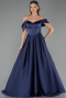 Abendkleid Lang Satin Marineblau ABU6617
