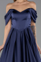 Abendkleid Lang Satin Marineblau ABU6617