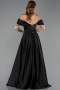 Abendkleid Lang Satin Schwarz ABU6617