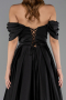 Abendkleid Lang Satin Schwarz ABU6617