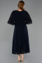 Abendgarderobe in Großen Größen Midi Chiffon Marineblau ABK2677