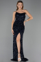 Abendkleid Lang Schuppig Marineblau ABU6613