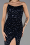 Abendkleid Lang Schuppig Marineblau ABU6613