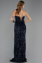 Abendkleid Lang Schuppig Marineblau ABU6613