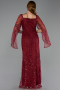 Abendkleid Lang Perlenbesetzt Weinrot ABU5066