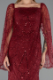 Abendkleid Lang Perlenbesetzt Weinrot ABU5066