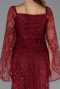 Abendkleid Lang Perlenbesetzt Weinrot ABU5066