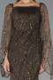 Abendkleid Lang Perlenbesetzt Khaki ABU5066