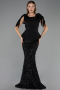 Abendkleid Lang Schuppig Schwarz ABU6607