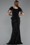 Abendkleid Lang Schuppig Schwarz ABU6607