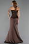 Abendkleid im Meerjungfrau-Stil Lang Satin Braun ABU6608