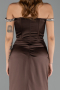 Abendkleid im Meerjungfrau-Stil Lang Satin Braun ABU6608