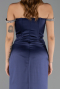 Abendkleid im Meerjungfrau-Stil Lang Satin Marineblau ABU6608