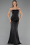 Abendkleid im Meerjungfrau-Stil Lang Satin Schwarz ABU6608