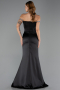 Abendkleid im Meerjungfrau-Stil Lang Satin Schwarz ABU6608