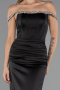 Abendkleid im Meerjungfrau-Stil Lang Satin Schwarz ABU6608
