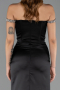 Abendkleid im Meerjungfrau-Stil Lang Satin Schwarz ABU6608
