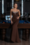 Abendkleid im Meerjungfrau-Stil Lang Braun ABU6526