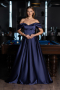 Abendkleid Lang Satin Marineblau ABU6617
