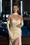 Abendkleid Lang Satin Gelb ABU6616