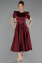 Partykleid Midi Satin Weinrot ABK2699