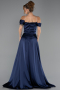 Abendkleid Lang Satin Marineblau ABU6638