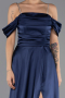 Abendkleid Lang Satin Marineblau ABU6638