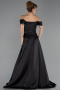 Abendkleid Lang Satin Schwarz ABU6638