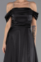 Abendkleid Lang Satin Schwarz ABU6638