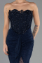 Abendkleid Lang Spitze Marineblau ABU6639