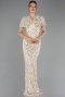 Abendkleid Lang Schuppig Beige ABU6641