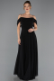 Abendkleid in Übergröße Lang Chiffon Schwarz ABU6646