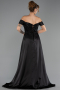Abendkleid Lang Perlenbesetzt Schwarz ABU6329