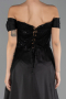 Abendkleid Lang Perlenbesetzt Schwarz ABU6329