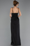 Abendkleid Lang Satin Schwarz ABU6649