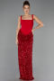 Abendkleid Lang Schuppig Rot ABU6650