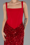 Abendkleid Lang Schuppig Rot ABU6650